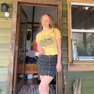 Zipper front flower skirt